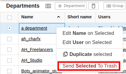 departments delete 1